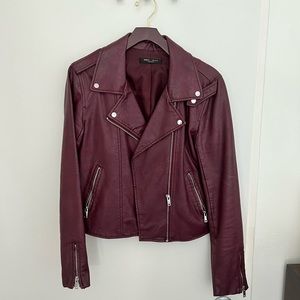 Wine Colored Leather Jacket